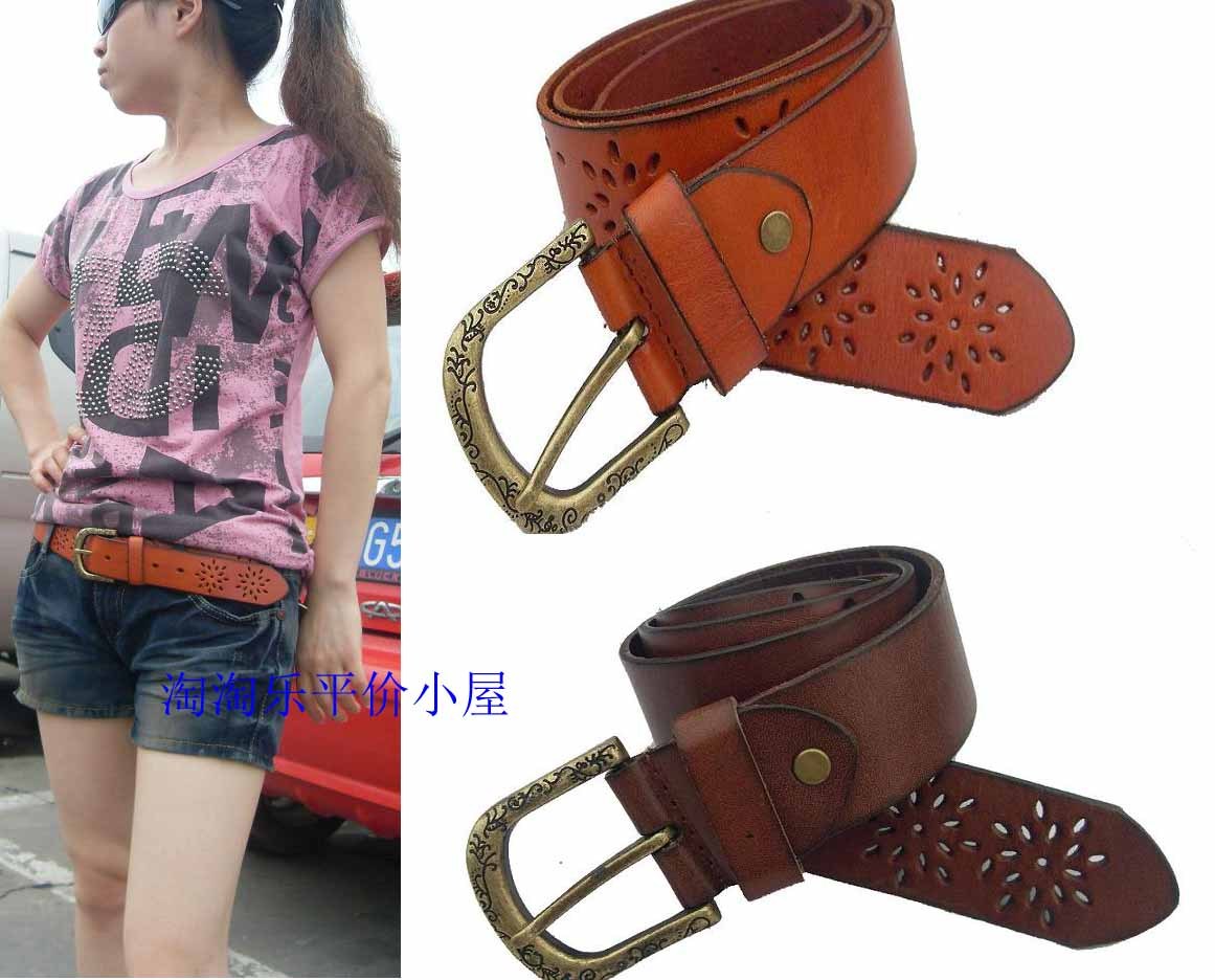 Casual cutout fashion cowhide belt genuine leather strap pin buckle genuine leather women's strap