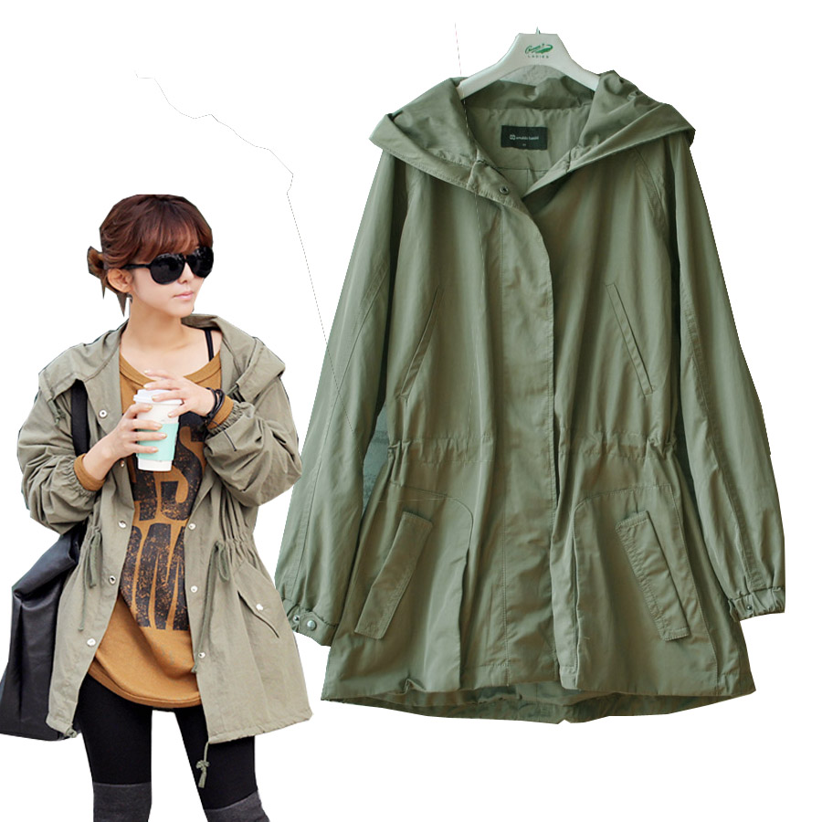 Casual design short trench frock drawstring round the waist