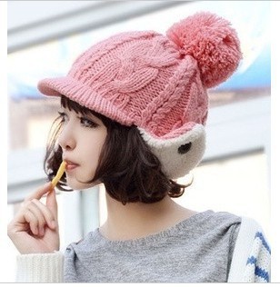 Casual Twist Knitting Hat Flanging Cap Knitting Hat Earmuffs Travel Party Winter Skating Hat Cheap Cute Yellow Color 1337
