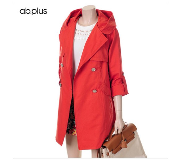 Casual with a hood trench medium-long outerwear spring