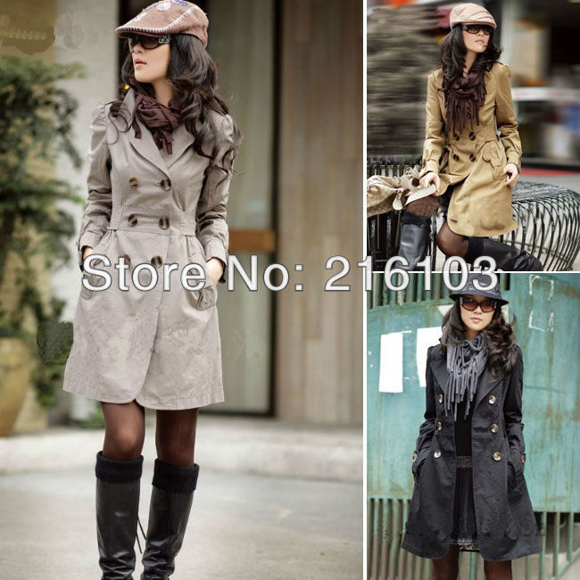 Casual Women's Long Sleeve Slim Fit Style Double Breasted Trench Coat NO.0234