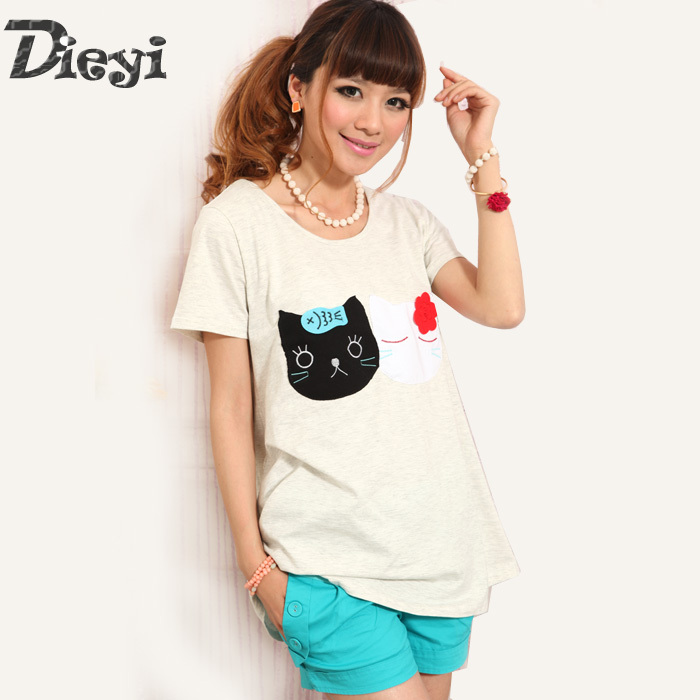 Cat casual fashion 100% cotton short-sleeve top maternity t-shirt maternity clothing summer
