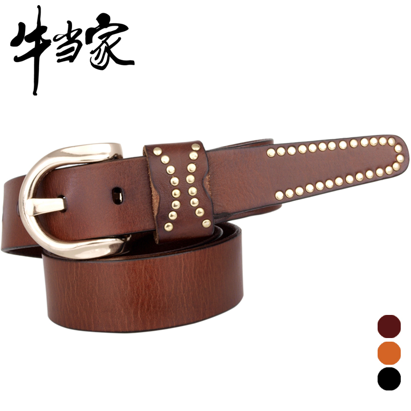Cattle belt female wide belt strap Women genuine leather vintage women's belt np544