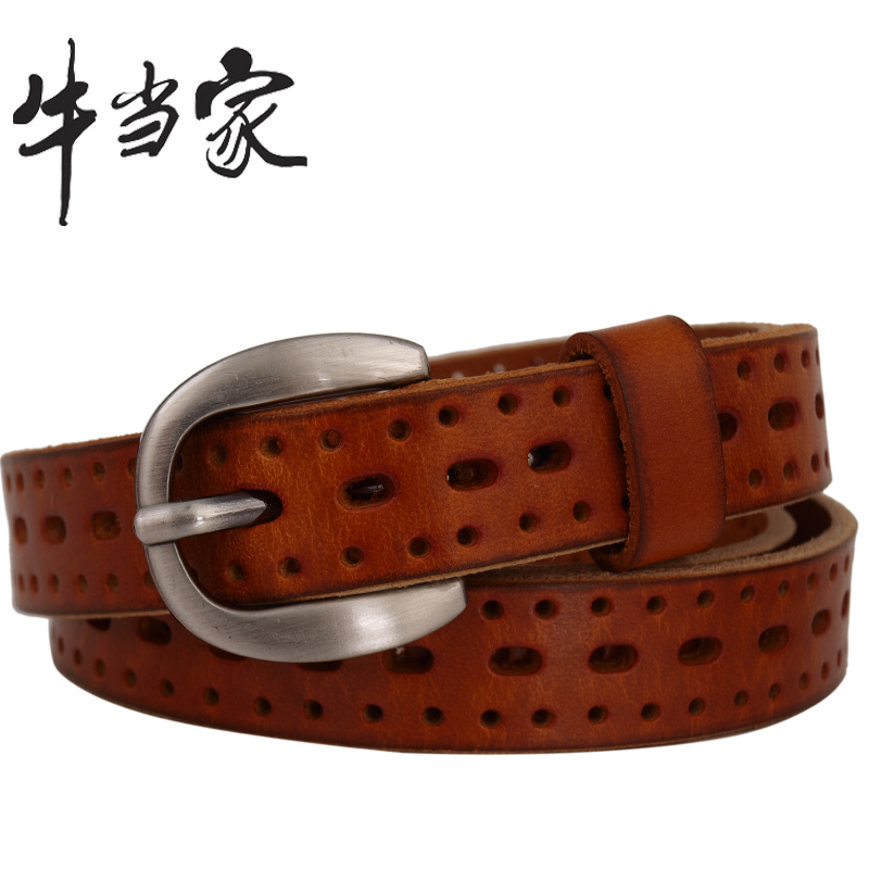 Cattle strap Women genuine leather women's belt first layer of cowhide belt all-match belt female cutout 138