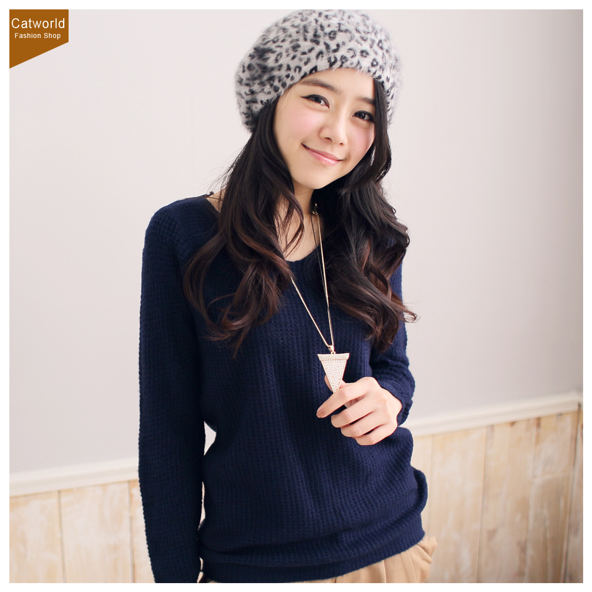 Catworld 2012 11302825 vintage medium-long slim basic wool sweater female