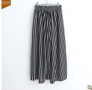 Catworld ~ 2012 new qiu dong 12000879 contracted are straight stripe knitting long divided skirts