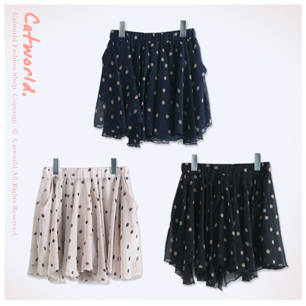 CATWORLD 2012 spring 13001037 gracefulness japanese style big dot draped skorts ,Free shipping