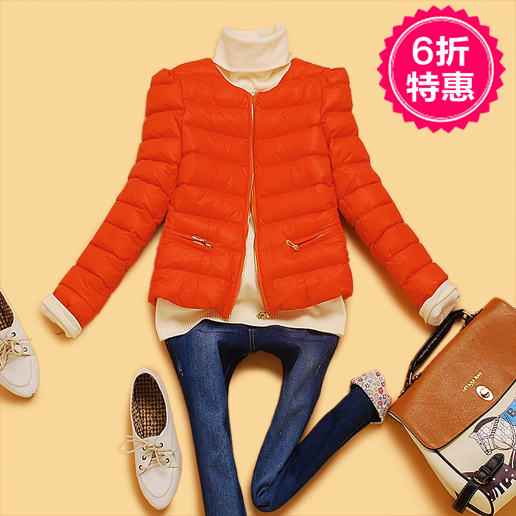 Cd5-2-3 winter women's candy color small cotton-padded jacket puff sleeve short design wadded jacket outerwear