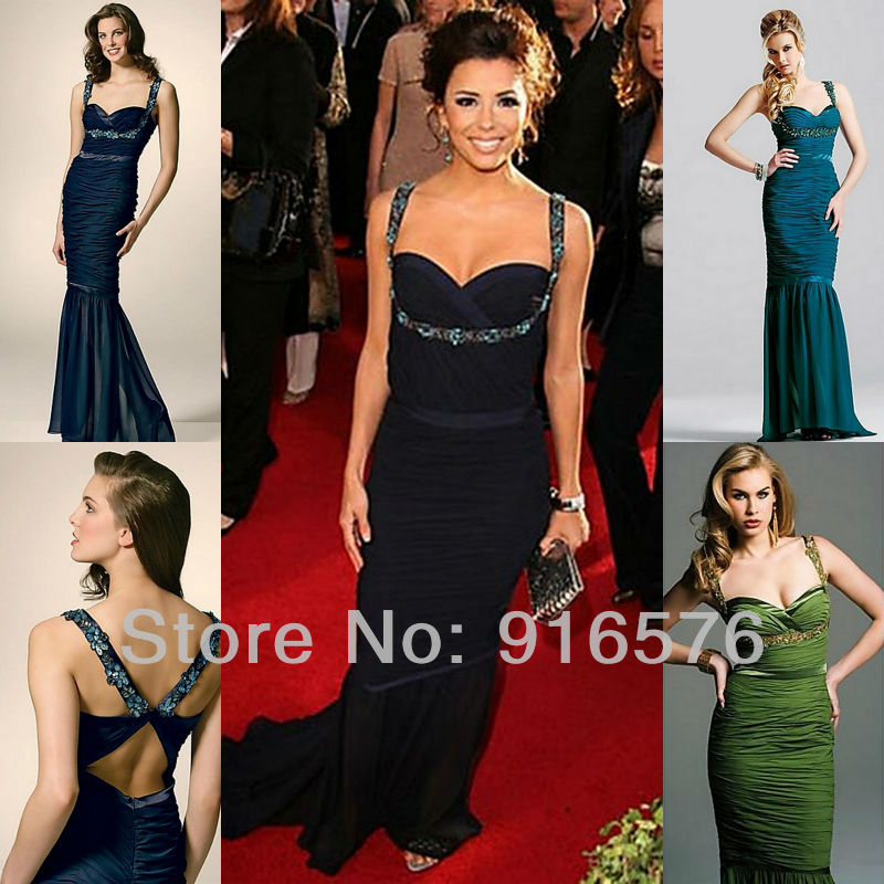 celebrity dresses new  party dress 2012 red carpet dress slight mermaid long floor length cross back sweetheart pleat