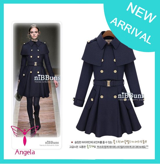 Celebrity Trench Skirt-style Coat Popular Long Cashmere Coat 2 Colours WO-031