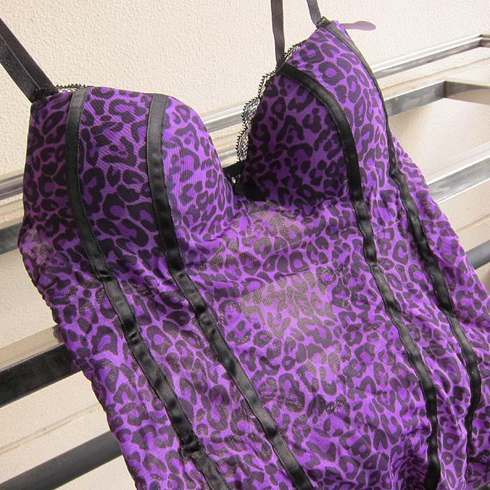 Censored sy-1 purple leopard print lace sexy spaghetti strap bra underwear cup large