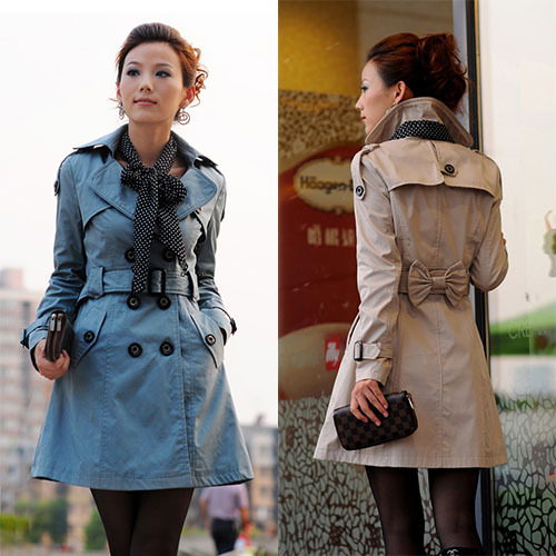 [Cerlony]Free Shipping Double Breasted Long Trench Coat For Women Coat Outerwear Casual Women's Plus Size  Overcoat Trench02
