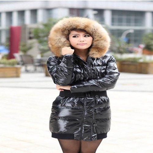 [Cerlony]Free Shipping Fashion Fur Collar Duck Down Coat Winter Outerwear Women Overcoat Parka  Winter Down Jacket EiderDown09