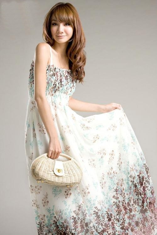[Cerlony]Free Shipping, Good Quality, Hot Sale Ladies Floral Chiffon Dresses, Bohemia maxi dress skrit ,LYQ1001