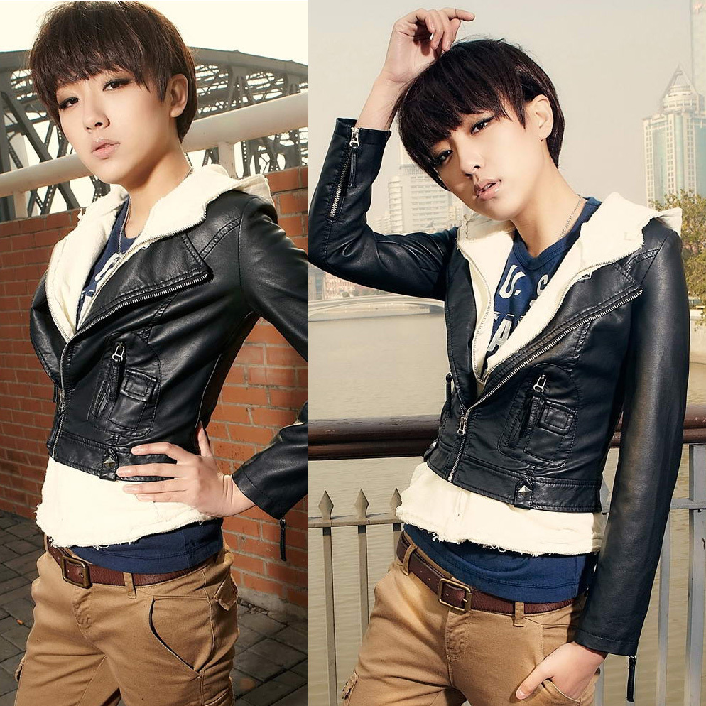 Chain handsome slim small leather clothing outerwear 11539 free shipping