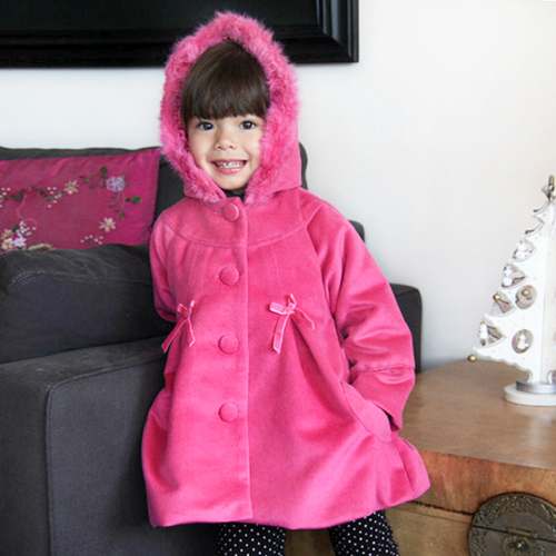 changeworld fashion 2013 girls hooded medium-long coats winter jacket for girls with fur cap original children clothes