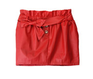 Channel-z 2012 autumn and winter fashion vintage high waist ruffle belt involucres half-length leather short skirt leather skirt