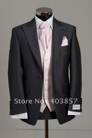 Charcoal Wedding Suits   Tailored Wedding Suits   Designer Weding Suits  Wedding Tuxedo (Jacket +Pants+Vest+Tie+Kerchief) 242