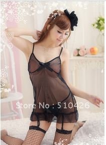 Charming back hollow out garters gauze skirt suit appeal underwear  free shipping