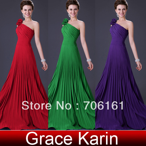 Charming Design ! GK Stock Pleated Party Gown Prom Ball One Shoulder Evening Dress 8 Size CL3801