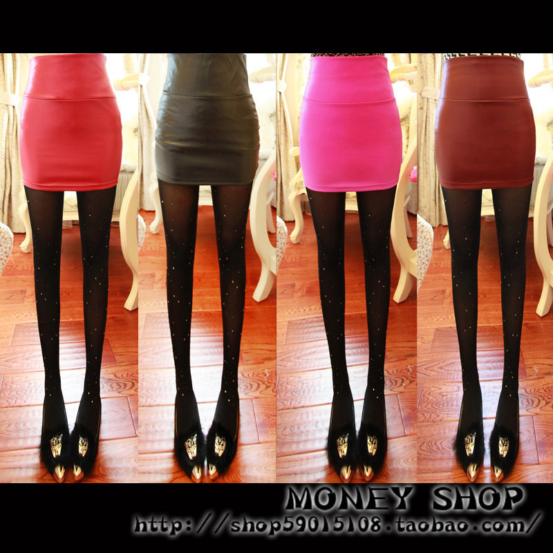 Charming leather skirt winter new arrival all-match liner brushed thermal multicolor faux high waist slim hip skirt
