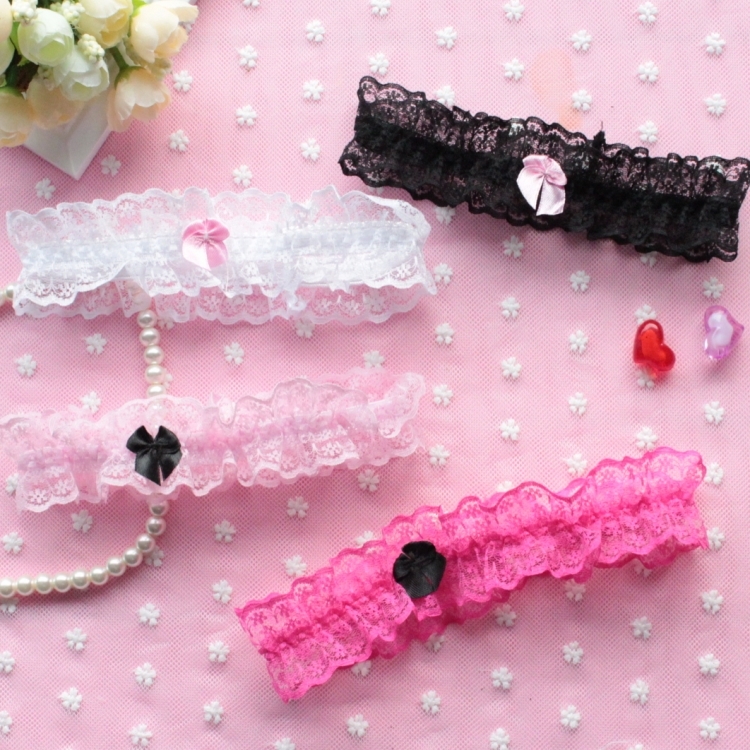 Charming thigh socks lace ribbon red bow black white rose