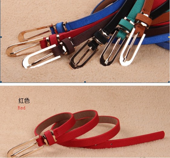 Charming Woman!Korean version bright color PU Leather Metal buckle Slim wild Belt  BL006   Minimum order is $10(mix order),