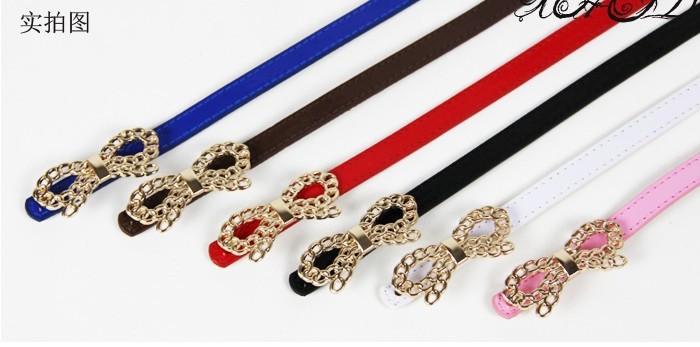 Charming Woman!Minimum order is $10(mix order),Hollow Metal Bow Multi-color PU Leather Belt  BL001