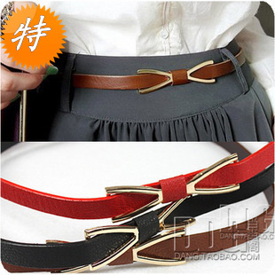 Charming Woman! Multi-color Metal Frame Bow  PU Leather Slim wild Belt  BL004   Minimum order is $10(mix order),