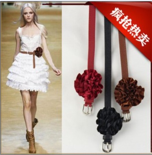 Charming Woman! Street Wind,BIG STAR Colorful rose Flower PU Leather Slim wild  Belt  BL009   Minimum order is $10(mix order),