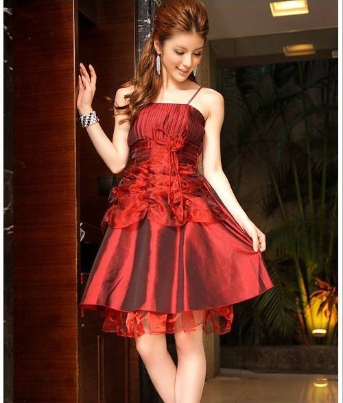 cheap flower girl cocktail dresses dinner party bridesmaid dress bridal spaghetti strap formal dress 2013 party