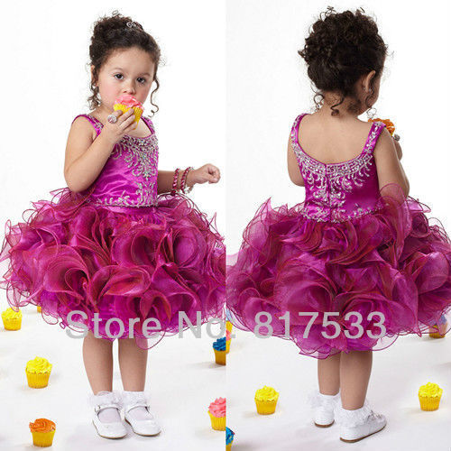 cheap girl pageant dress little for girls dresses cupcake knee length mid tiered organza embroidery scoop zipper ball gows