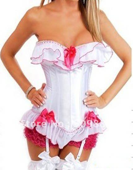 cheap hotsale sexy zipper corselet with saion bown,back lace up
