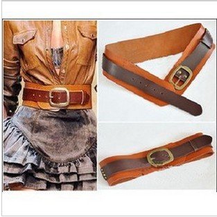Cheap Jewelry  Double layer leisure wide  lady's leather belt wait band Z1236aG  wholesale charms