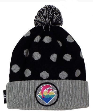 Cheap Pink Dolphin  Waves Polka Knit Beanie in black  hats  top quality wholesale & dropshipping  freeshipping !