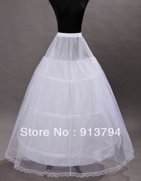 Cheapest Bridal Crinoline Wholesale Good Quality 2013 3 Hoops With lace Edge Wedding Petticoat PT-24