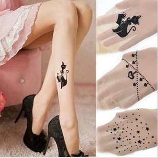 Cherry In The Eden, Free Shipping, 2012 New Arrival Cat Tattoo Stocking, Tight Panty Hose, 4colors, 10pcs/lot