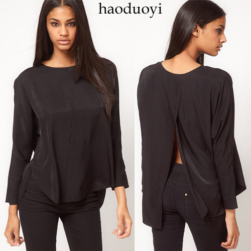 Cherry In The Eden, Free Shipping, Black back cross long-sleeve shirt pullover shirt 6 full