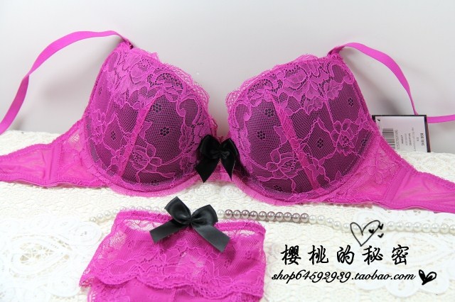 Cherry la senza cutout lace sexy push up underwear bra set