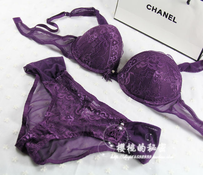 Cherry underwear aesthetic luxury lace sexy push up bra set