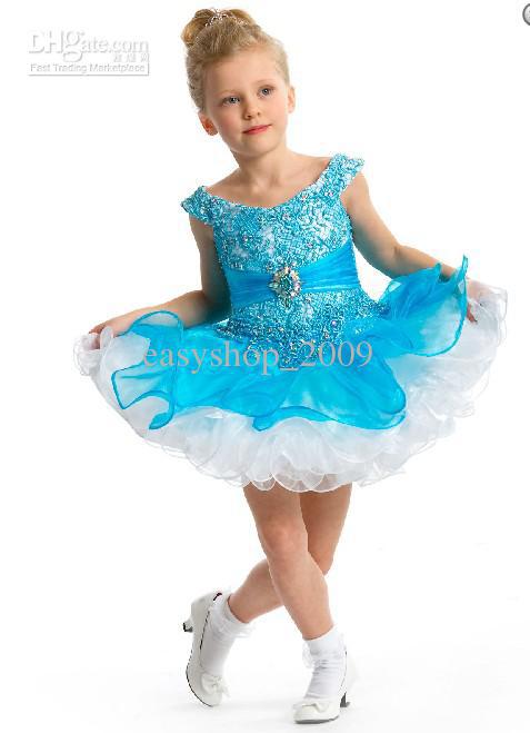 Chic blue halter crystal rhinestone flower girl dress toddler pageant dress little girl party dress