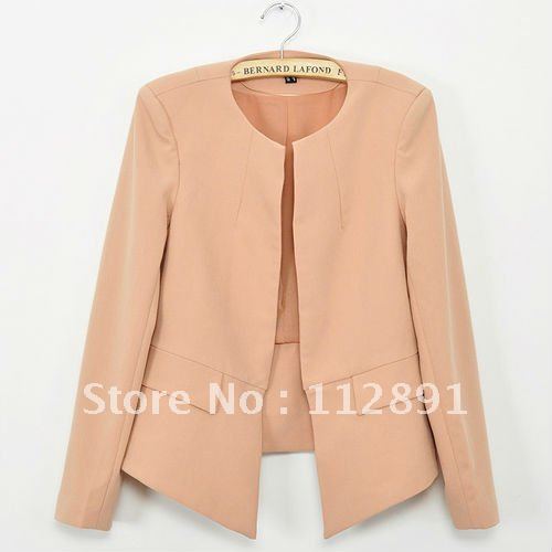 chic collarless blazer with frill H031