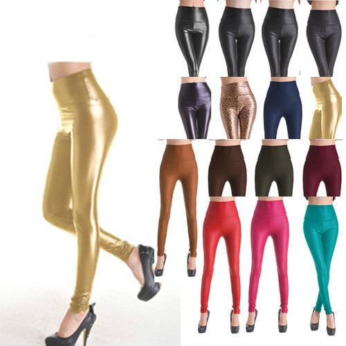 CHIC Fashion Womens Faux Leather High Waist Leggings Pants Tights Free Shipping Top Quality