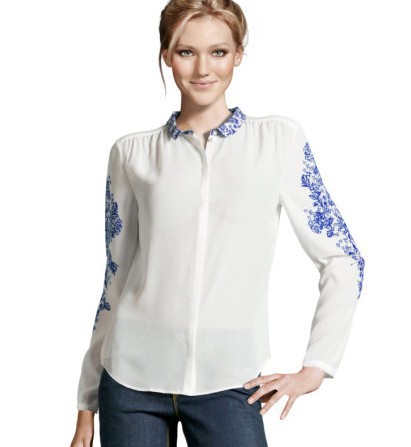 CHIC hot sale Women Vintage Flower Print Long Sleeve Chiffon Blouses Ladies Fashion Shirts S M L