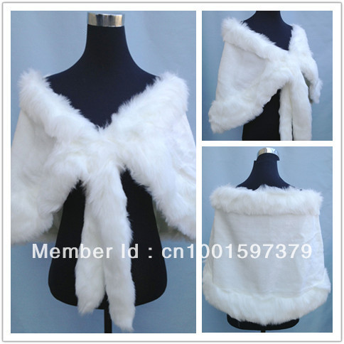 Chic Ivory Faux Fur Bridal Shawl Wedding Shrug/Wraps Stole Jacket A007