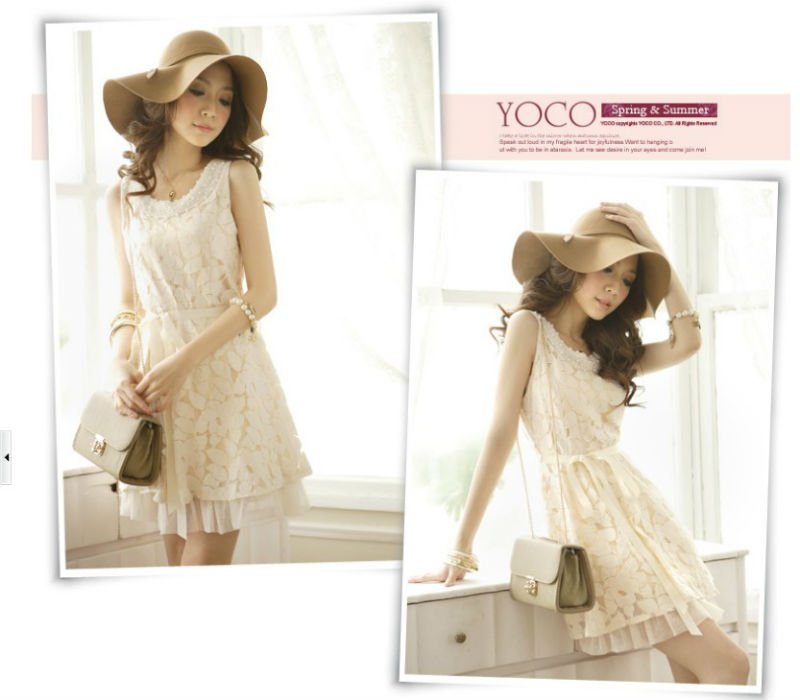 CHIC LACE TANK DRESS WHITE  1279