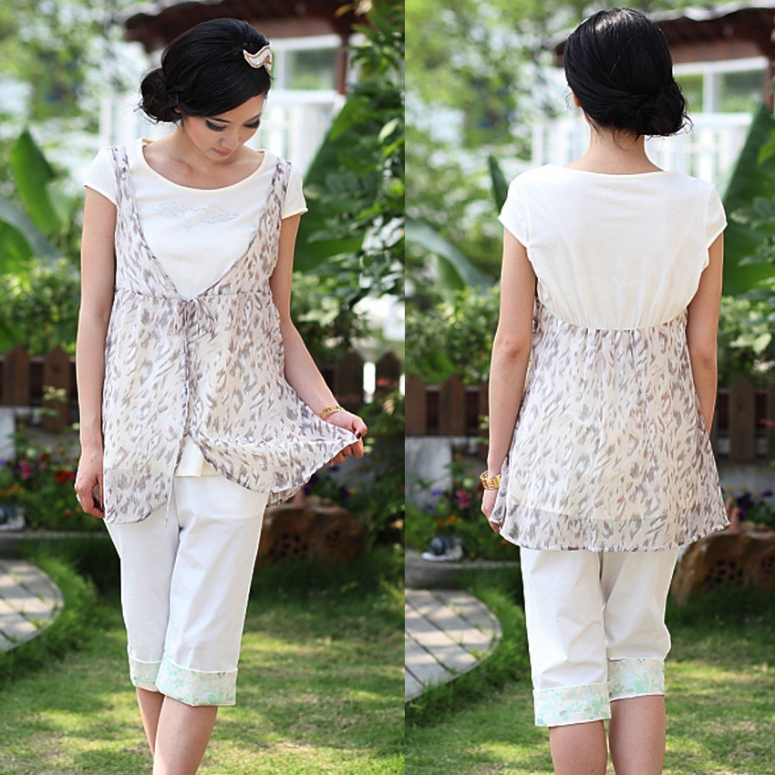 Chiffon faux two piece summer maternity top maternity t-shirt ds020613