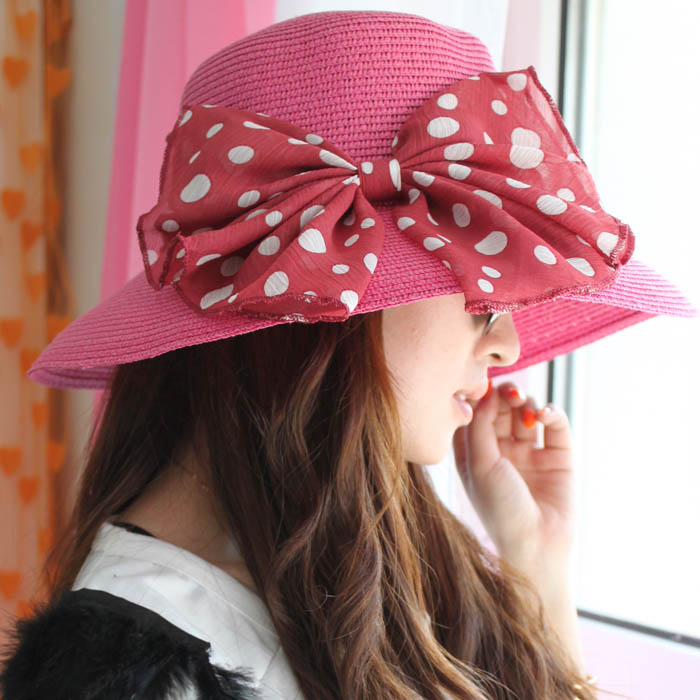 Chiffon flower sun-shading hat female summer strawhat anti-uv beach hat