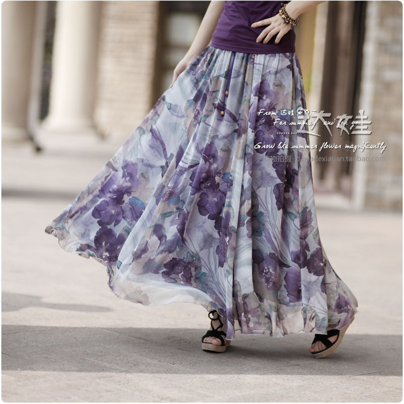 Chiffon full dress bust skirt tulle dress skirt beach full dress tuberculously Leather