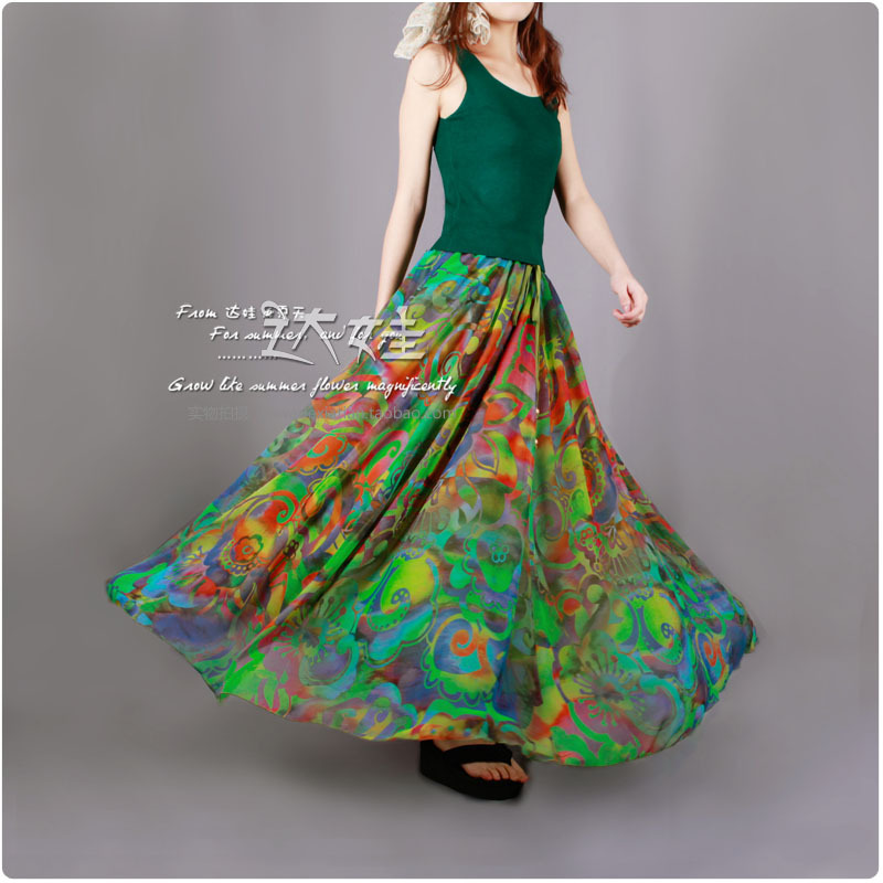Chiffon full dress expansion bottom bust skirt summer tulle dress 2012 new arrival Leather